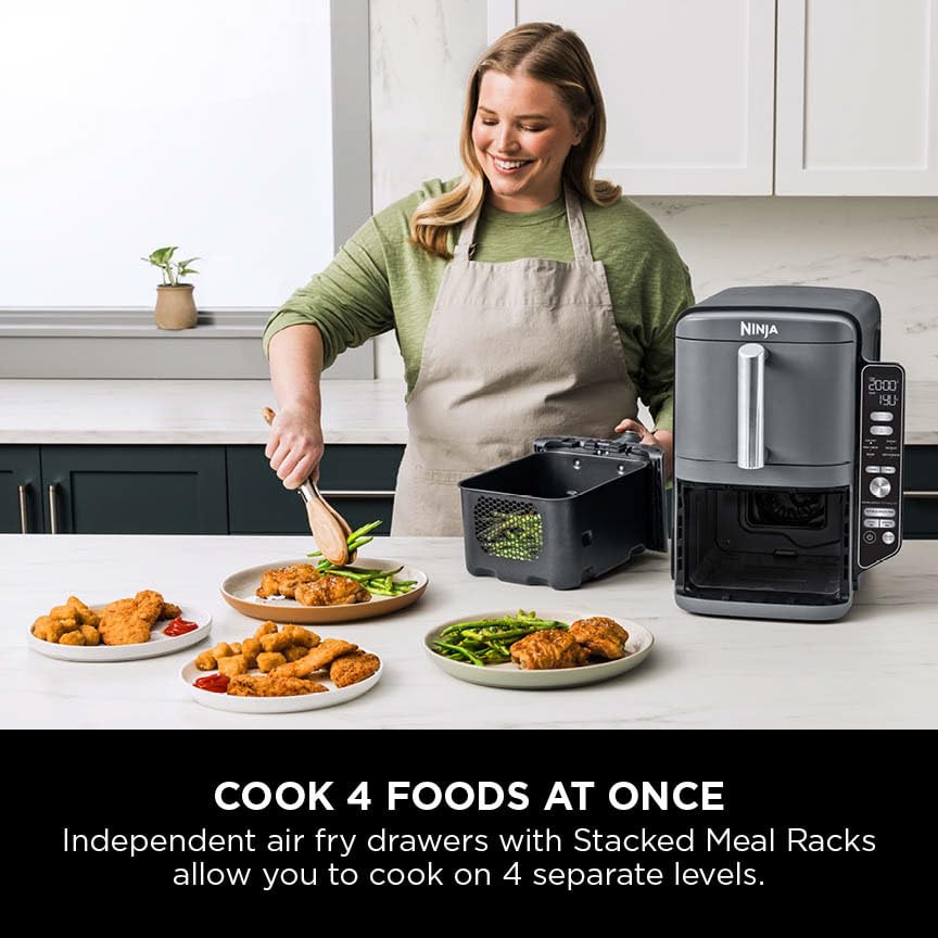 Ninja Double Stack XL 9.5L Air Fryer, 2 Drawers, Grey SL400UK