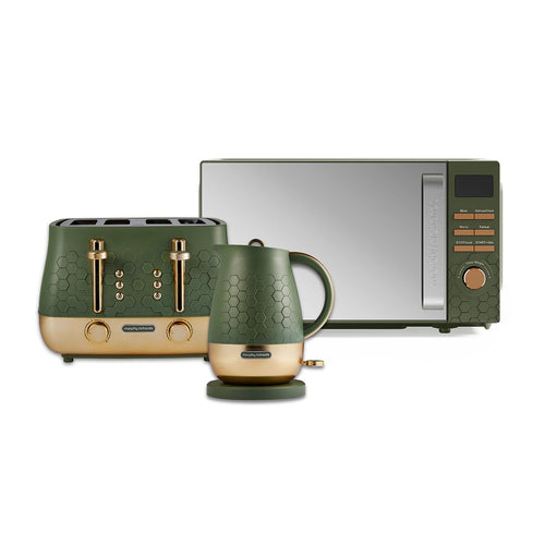 Morphy Richards Cassini Kettle, Toaster & Microwave Olivine Bundle