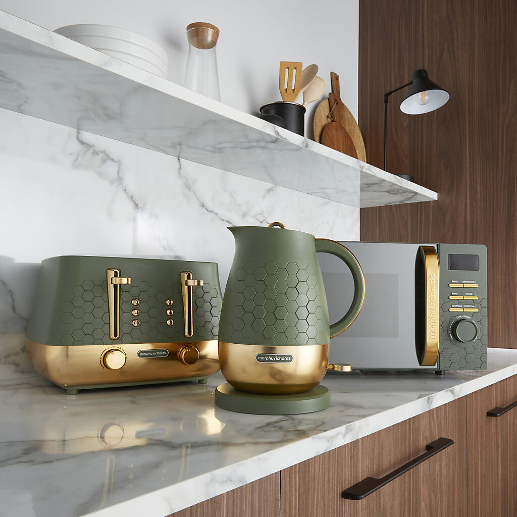 Morphy Richards Cassini Kettle, Toaster & Microwave Olivine Bundle