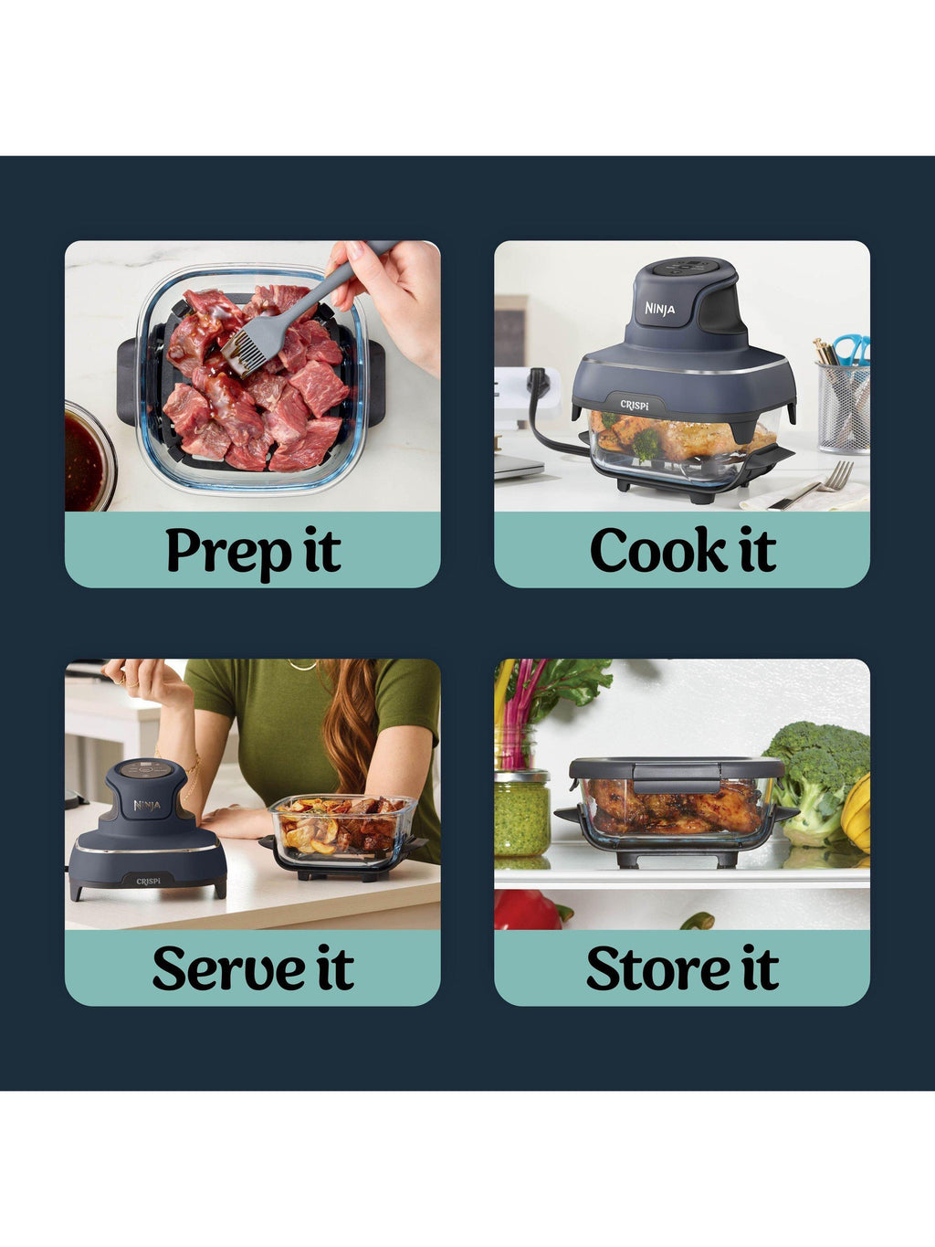 Ninja CRISPi 4-in-1 Portable Air Fryer, Cyberspace Blue FN101UKGY
