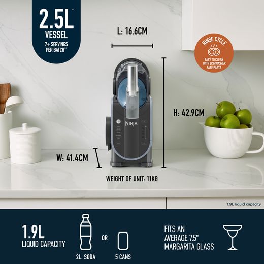 Ninja SLUSHi FS301UK Frozen Drink Maker, Arctic Blue and Grey – dimensions
