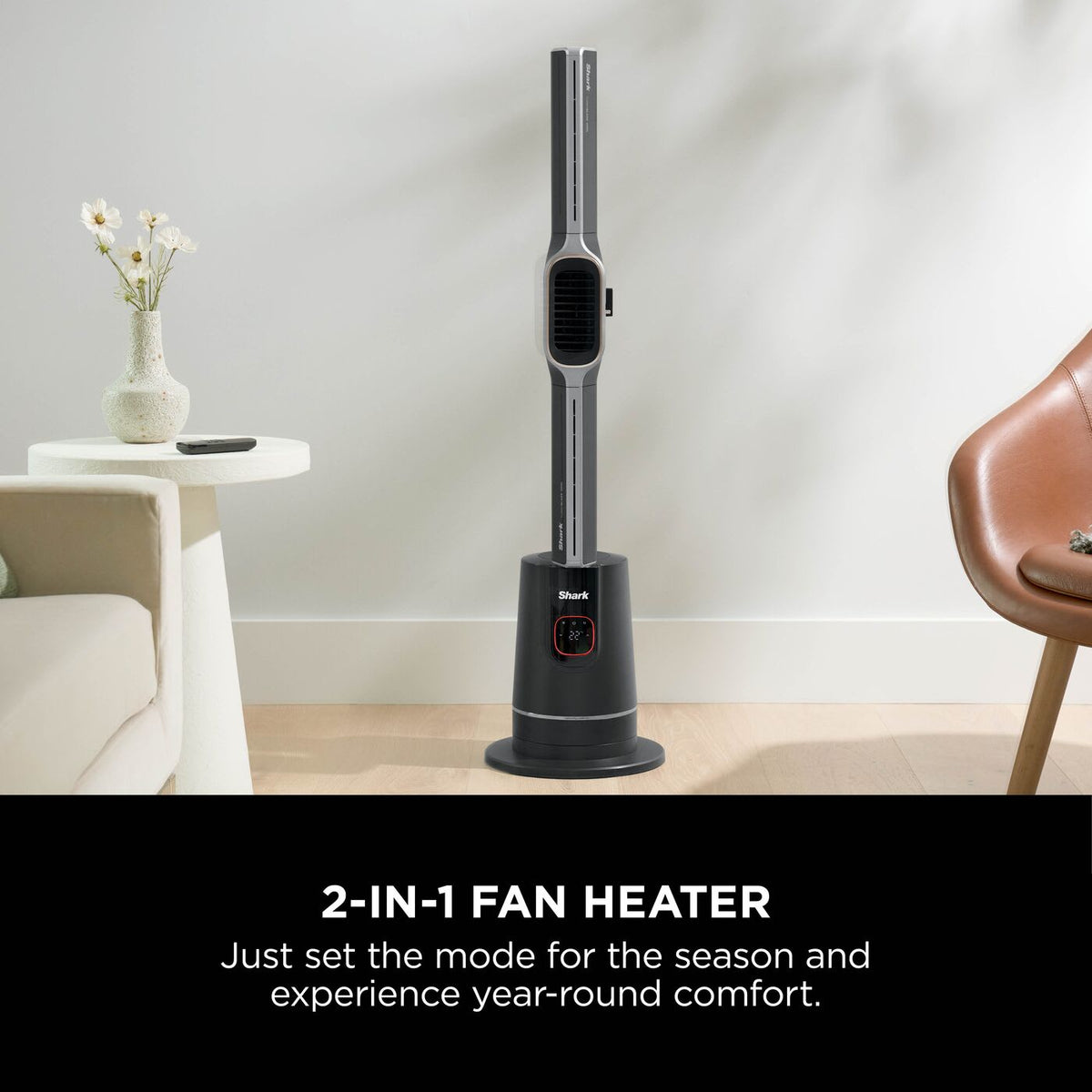 Shark TurboBlade Cool + Heat – Charcoal – upright tower mode