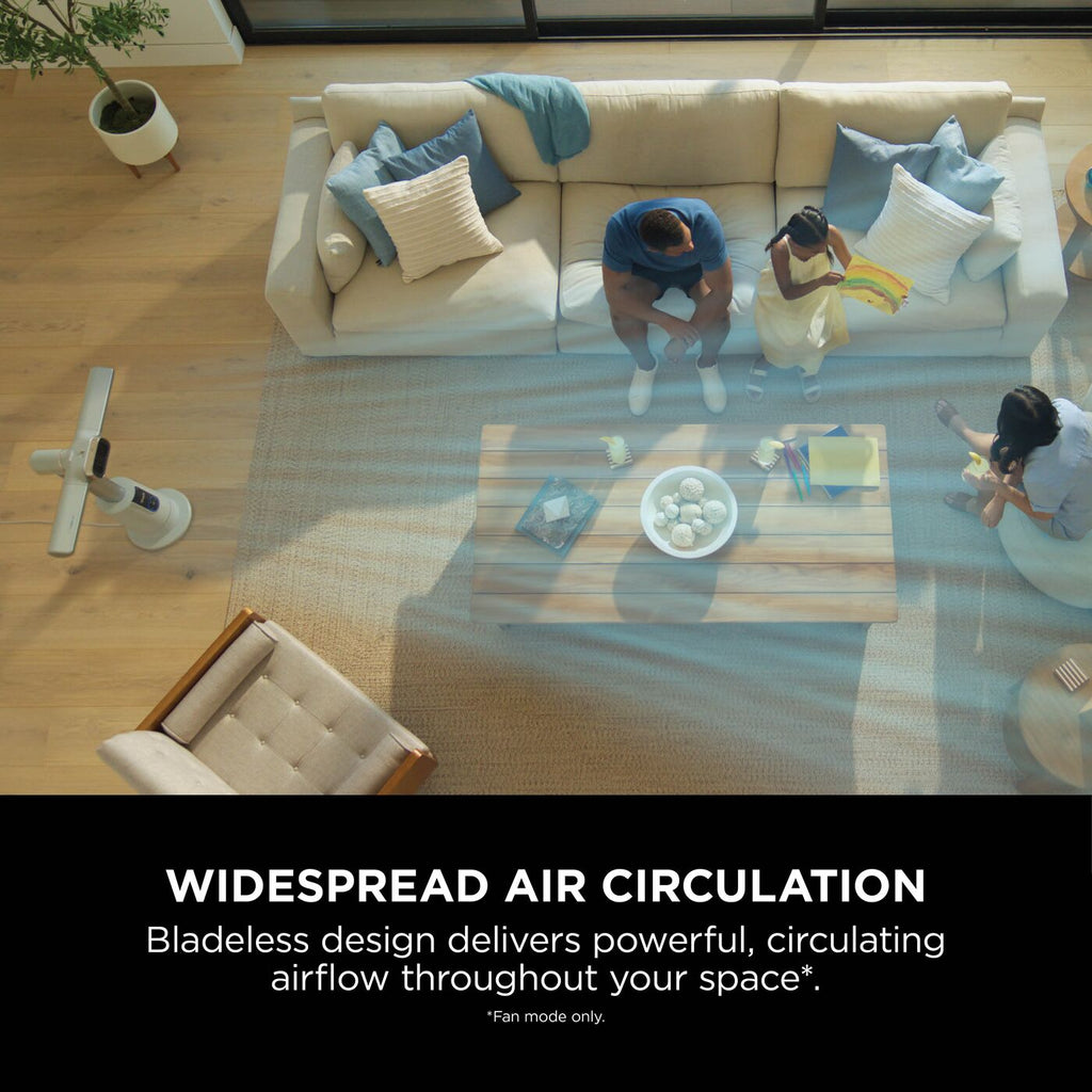 Shark TurboBlade Cool + Heat – Pearl – air circulation in a living room